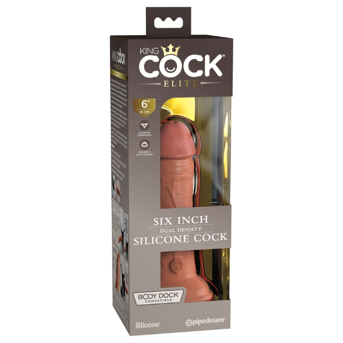 The King Cock Elite silicone dildo is made from high-quality dual-density Elite Silicone. The lifelike silicone outer skin is smooth to the touch, while the hard silicone inner shaft is stiff and erect like an actual penis. The solid suction cup sticks to most smooth surfaces and is designed to work with most traditional harnesses if desired.