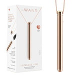 Make a sexy fashion statement with the new Le Wand Necklace Vibe and enjoy orgasms anytime, anywhere! A powerful, slim vibrator that doubles as understated, elegant jewelry. With 8 vibration modes and ultra-quiet motor, it can meet your needs anytime, anywhere. features a 26" nickel-free stainless steel chain with an optional 4" extender, and comes with a USB charger and microsuede travel pouch for on-the-go or necklace charm.