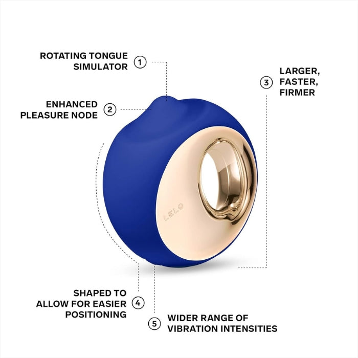 ORA 3 has a rotating tongue simulator and enhanced pleasure node. It's shaped to allow for easier positioning. Wider range of vibration intensities.