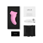 SONA™ 2 Travel comes with a manual, Lelo water based lube 5ml sachet, charging cord, satin storage pouch and lelo warranty card.