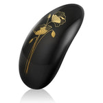 Obsidian Black Lelo Nea 2 clitoral vibrator has a beautiful design on the back in gold of some flowers.