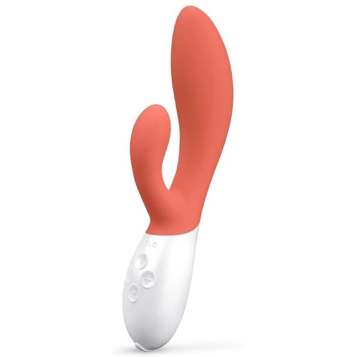 Coral Lelo's popular rabbit vibrator is back with excellent new features and a fresh design. INA 3 is a dual-action massager that stimulates both internal and external pleasure spots, doubling your enjoyment in one go. INA 3 is made out of smooth body-safe silicone and comes in 3 different colors. It features 10 different vibration settings and has more power that allows for increased sensation. 100% waterproof and USB rechargeable.