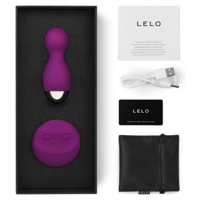 Deep Rose Hulu Beads 3 comes with a manual, charging cable, satin storage pouch and Lelo warranty card.