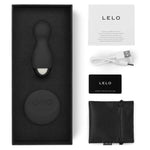 Obsidian Black Hulu Beads 3 comes with a manual, charging cable, satin storage pouch and Lelo warranty card.