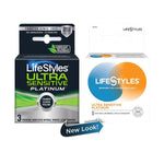 Lifestyles Ultra Sensitive Platinum Latex Condoms 3 Pack, Condoms are 52% thinner than a standard condoms. Almost like wearing nothing at all.