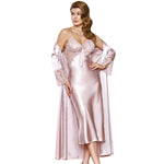 Long Lace and Satin Nighty & Gown Set - Pale Pink