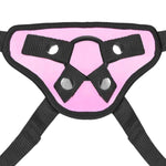 Satisfy your desires with this very pretty and easy to wear harness that’s perfect for first timers! Attach any toy with a flared base to this harness and enjoy penetration in numerous positions. The set includes 2 rubber O rings in different sizes to accommodate an array of options. The four-way adjustable neoprene straps can accommodate hips up to 165cm. Includes a black satin blindfold.