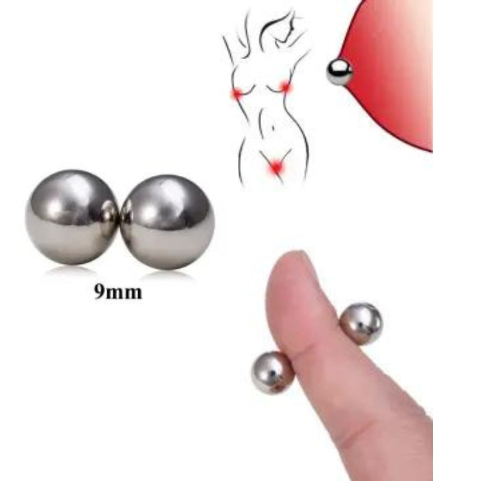 Magnetic Nipple Killer (2x): small and strong! With a 9.64 diameter. They have a strong magnetic attraction that they give you a sort of pleasure pain on your nipples. Of course, they can also be attached to any OTHER part of the body imaginable, such as the testicles or the labia.