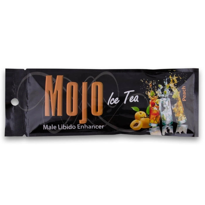 Mojo Ice Tea Male Libido Enhancer Peach is smooth, refreshing and tasty, while increasing performance, size and libido. Just add water, ice & enjoy. Or use it as a cocktail with your favourite alcoholic beverage. Dosage: Take 1 Sachet 1 hour prior to sexual activity. Do not exceed the daily limit.