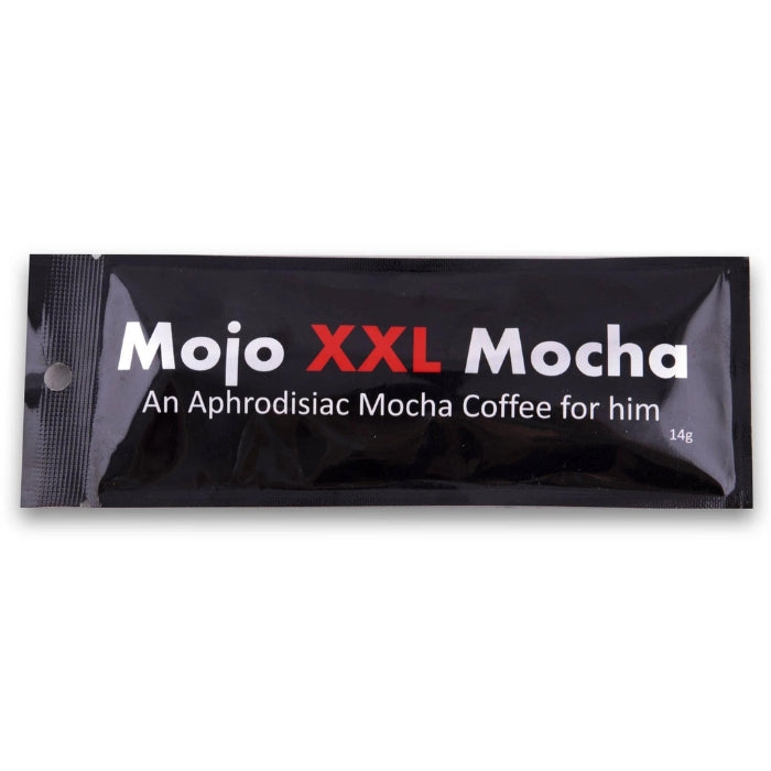 Mojo XXL Mocha 14g - An aphrodisiac mocha coffee for him that helps with libido, promotes a healthy erection and helps with stamina & recovery. Works immediately. Up to 72 hours prolonged effect. Just add hot water. Dosage: 1 cup per day. Do not exceed daily dosage.