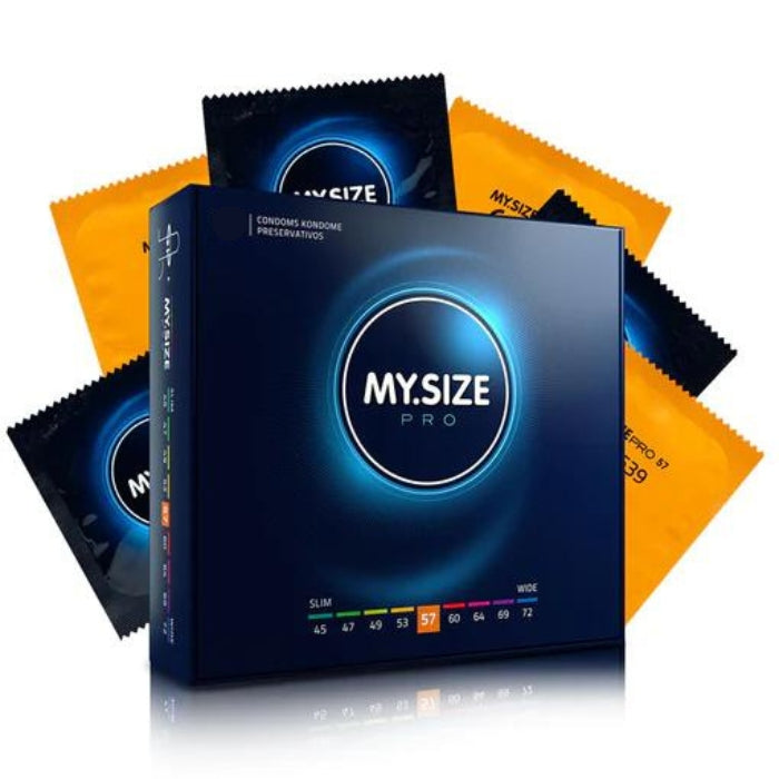 My.Size Pro Condoms 57mm have a 15% thinner wall thickness as average condoms, offering a greater sensitivity. made of Vytex, a specific natural latex. Vytex is a revolutionary plant-based raw material to eliminate nearly all the typical latex smell and the antigenic problem-causing proteins that can result in an allergic reaction to natural rubber latex. Vegan friendly.