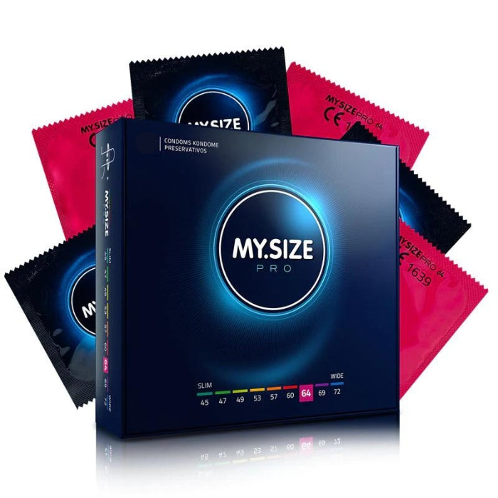My.Size Pro Condoms 64mm have a 15% thinner wall thickness as average condoms, offering a greater sensitivity. made of Vytex, a specific natural latex. Vytex is a revolutionary plant-based raw material to eliminate nearly all the typical latex smell and the antigenic problem-causing proteins that can result in an allergic reaction to natural rubber latex. Vegan friendly.
