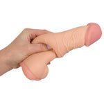 Penis extension and masturbator in one! This realistic replica of a penis works as a handy sleeve for mind-blowing handjobs or as a penis extension that makes him longer and thicker. Complete length 21 cm, insertion depth 13 cm, outer Ø 4.2-5 cm, inner Ø 1 cm.