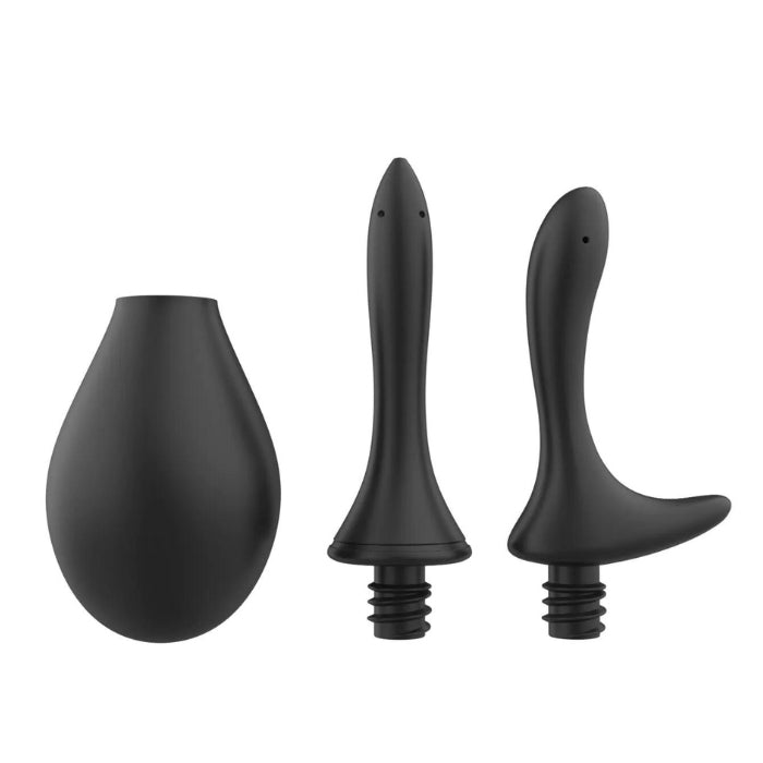 The Nexus Anal Douche Set is the ultimate , intimate cleansing kit. You can choose from the 2 interchangeable firm yet flexible silicone tips for the douching experience. You can stimulate as you clean with the prostate nozzle or get a thorough cleanse and wash with the classic nozzle attachment.