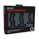 The Nexus Anal Starter kit comprises of 3 solid silicone butt plugs of different sizes, designed for the user to start small and work their way up. Each is made from silky smooth silicone and anatomically shaped to fit comfortably for ultimate pleasure. Small Shaft length: 6cm, Shaft circumference: 6.5cm Medium Shaft length: 7.3cm, Shaft circumference: 8.8cm Large Shaft length: 8cm, Shaft circumference: 10.3cm