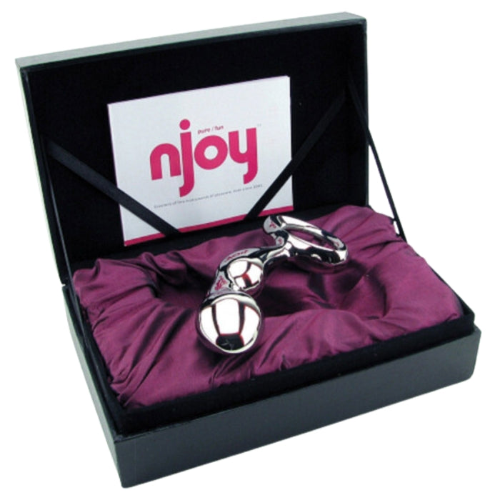Ergonomically designed to target the prostate, the njoy Pfun Plug delivers firm, controlled massage. Whether manually controlled, or activated with the user's own muscles in 'hands-off' mode. Insertable Length: 3.5 inches (89mm)Tip Diameter: 1.25 inches (32mm)Weight: 11oz. (310g) Crafted in high quality stainless steel.