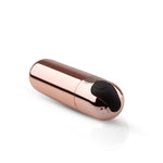 This bullet vibrator from Rosy Gold is so compact that the little wonder fits in your pocket. The on/off button is located at the bottom of the bullet vibrator; hold it for a few seconds to start the motor. The vibrator has ten vibration settings and you can switch settings by pressing the on/off button. There is an opening for the charger plug at the bottom of the bullet vibrator. Waterproof and USB rechargeable.