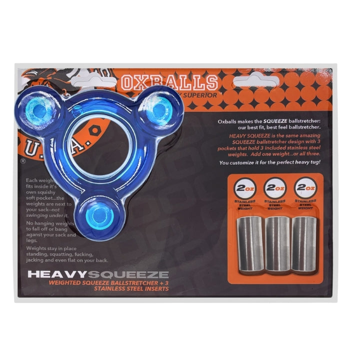 Blue Oxballs heavy Squeeze comes with 3 stainless-steel weights you can add separately for added weight, less when you want, more when you NEED! Three “weight-pockets” are spaced around the perimeter of the stretcher for more balance weights that tug you evenly. The hourglass shape grips, it’s got inner rings at the top and bottom to keep Heavy Squeeze from sliding down.