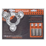 Oxballs heavy Squeeze comes with 3 stainless-steel weights you can add separately for added weight, less when you want, more when you NEED! Three “weight-pockets” are spaced around the perimeter of the stretcher for more balance weights that tug you evenly. The hourglass shape grips, it’s got inner rings at the top and bottom to keep Heavy Squeeze from sliding down.