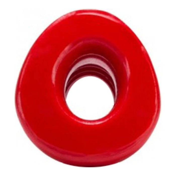 Hollow silicone butt plug allows anal play to continue longer. Features a smooth inner chamber with ripples and welts. At the tip of the plug, the walls are thin with a rolled lip. Medium size measures 4.5 in. long, 3.5 in. usable, with an inside diameter of 1.5 in.