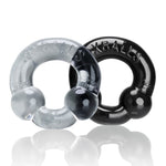 The underside of each ring has blubbery dual nodules that work as pressure points to keep your penis rigid and ready to go. Worn to provide you with a thicker, firmer erection. These super stretchy rings are suitable for all sizes. Made from FLEX TRP. Thickness:1.91cm, Outside Circumference:16.51cm, Inside Circumference:7.62cm