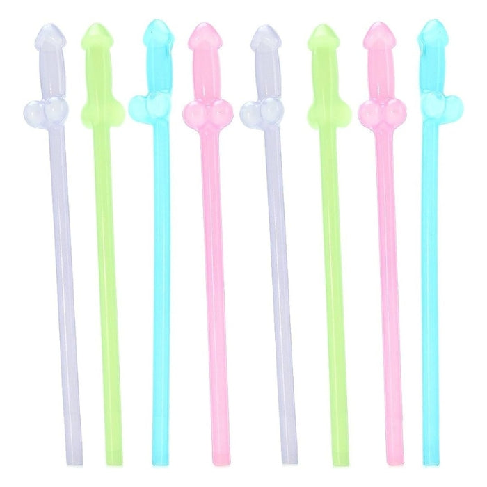 Vibrantly glowing penis straws in assorted colors! Hold under a bright light for 1-2 minutes, go into any dark room and add a little naughtiness to all of your favorite beverages! Perfect for bachelorette parties, pride events or to add some humour and fun to your next event.