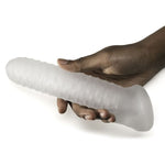 Fat Boy Checker Box Sheath 7.5 inches Clear from Perfect Fit Brand. Like our original Fat Boy penis sheath, but with a new textured surface. Adds noticeable girth to your penis without being too much for your partner to handle. Made of super soft and stretchy SilaSkin, it is designed to give both partners intense pleasure.