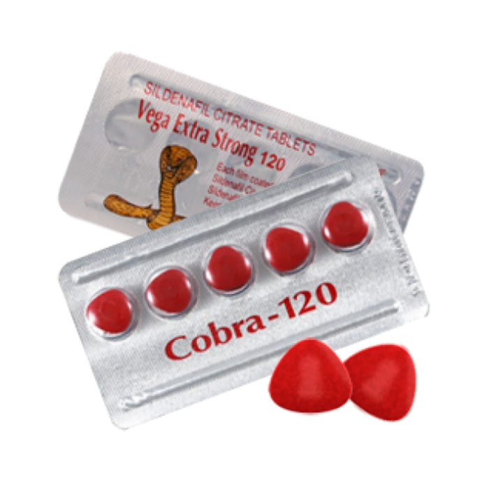 Cobra Red 120mg Pills for Men, the ultimate choice for those seeking an enhanced sexual experience. These powerful pills are designed to promote strong and lasting erections, providing an incredible boost to your performance and pleasure. Each pill is carefully crafted to deliver increased stamina, improved endurance, and heightened sexual satisfaction. Comes in a pack of 5 pills.