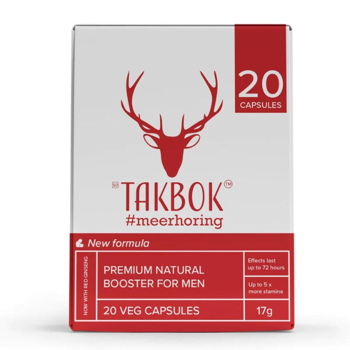 Takbok #meerhoring is formulated from natural ingredients to improve your performance when it matters most - in bed. The natural formulation contains herbal ingredients that improve blood flow to the genitals, allowing you to achieve and maintain a faster, stronger, and longer-lasting erection. ﻿Comes in a box of 20.