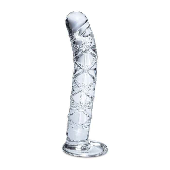 Elegant, upscale and hand crafted with amazing attention to detail, this luxurious line of glass massagers will leave you breathless. Each hand blown Icicle glass wand is sleek and unique.  this beaded shaft offers the ultimate vaginal or anal stimulation. Cleverly curved to hit all the right spots, the shaft bends upwards for explosive G-Spot and P-Spot stimulation. Specifications: length 6 inches, width 1 inch, height 1 inch, girth, diameter 1 inch. Insertable length 5.5 inches.