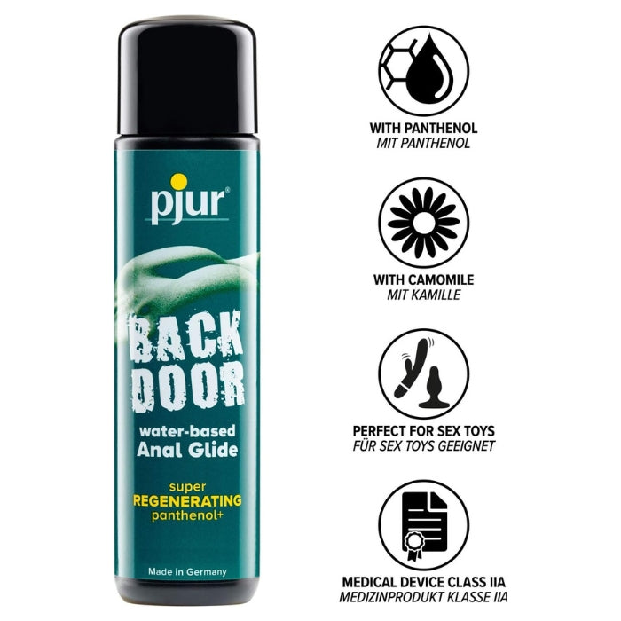 Pjur Backdoor Regenerating Panthenol is a water-based personal gel designed for dealing with intense sensations during anal sex. Premium lubricant contains unique formula of regenerating and nurturing panthenol for stressed and sensitive skin. Long-lasting exceptional lubrication, leaving your anal area clean and silky smooth.