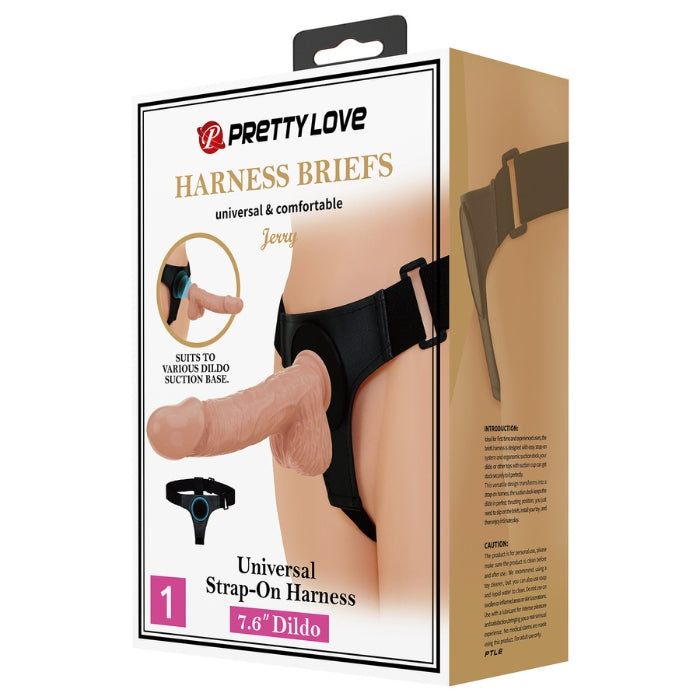 This universal strap-on harness is a great choice for beginners and experts alike. Made from soft and stretchy fabric for a form-fitting design that can be worn discreetly under your clothing. It has an extra-wide waistband for your comfort, even during all-day wear. With a realistic look and feel, this lifelike dildo is your ultimate addition to your play.