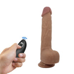 A thrusting ＆ vibrating vibrator in a realistic penis shape with a strong suction cup that sticks to any smooth surface. The suction cup makes hands-free fun possible. The 3 vibration and thrusting modes can be controlled separately via the remote control or by a partner. USB rechargeable and battery operated remote.