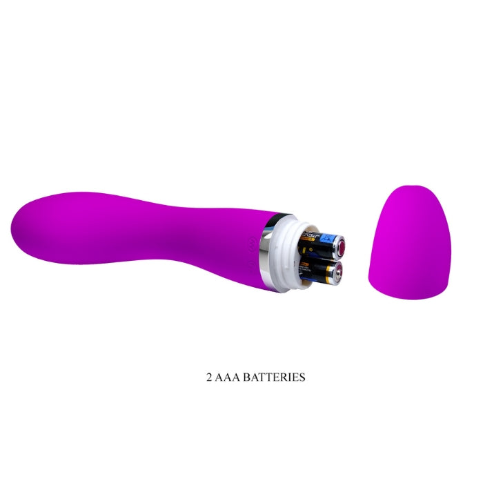 Enjoy endless nights of unbelievable pleasure with this 30 function curved G-spot vibrator. This sex toy is shaped with a rounded and slightly bulging head that will provide intense stimulation for all of your pleasure points. Takes 2 AAA batteries (not included).