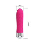This vibrator delivers incredibly pleasurable stimulation by combining ultra-intense vibrations with a cleverly shaped design. Made from elite silicone with a polished plastic base, this vibrator is smooth, sophisticated, and features12 powerful vibrating patterns. Takes 1 AA battery (not included)..