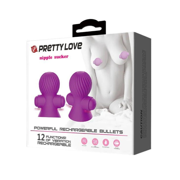 Pretty Love Vibrating Nipple Suckers - Purple