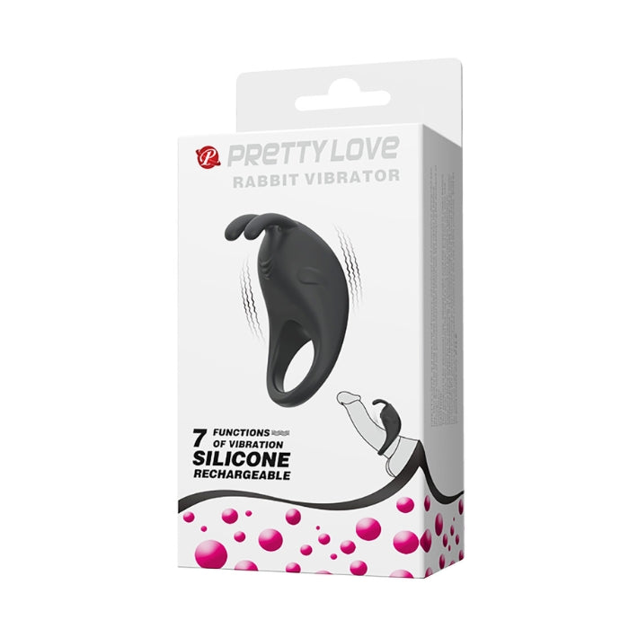 Rechargeable silicone cock ring. This cock ring will hug the base of your penis and constrict the blood flow, letting you achieve a stronger and longer lasting erection. Ideal for stimulation of your partner, the rabbit stimulator at the front is perfectly positioned for clitoral pleasure during sex with 7 functions of vibration satisfy you both.