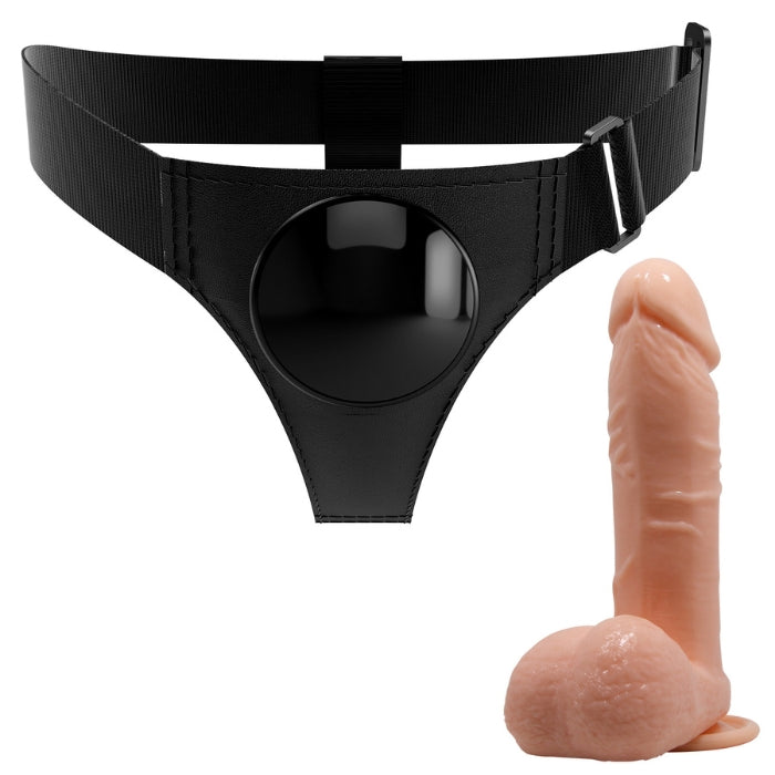 This universal strap-on harness is a great choice for beginners and experts alike. Made from soft and stretchy fabric for a form-fitting design . With a realistic look and feel, this lifelike dildo is your ultimate sidekick for unforgettable, pleasure-packed nights. Stick to your universal strap-on harness. Perfect for partnered play.
