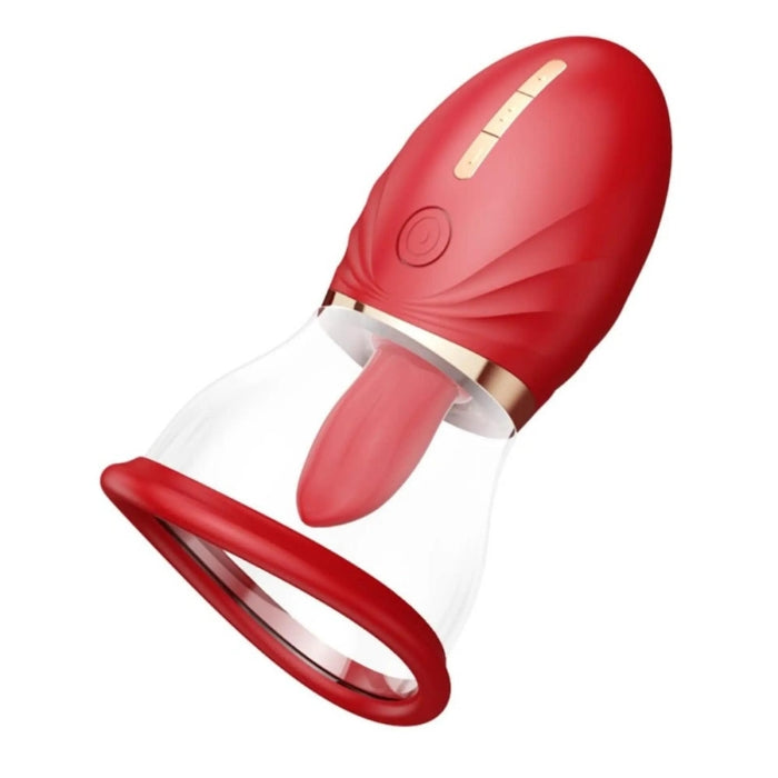 Clitoral massager with massaging tongue. 6 amazing suction modes, 6 vibration and licking modes. Each licking and vibration function can be used separately. Battery charging. Dimensions: length 4,6cm; 6.1cm; 12,5cm. Diameter 2,5cm; 5.9cm; 10cm