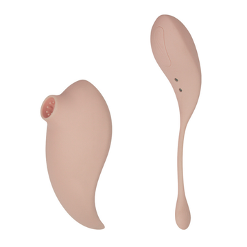 Shiny Peach 2 in 1 Clit Sucker & Mini Vibrating Egg  7F (USB)