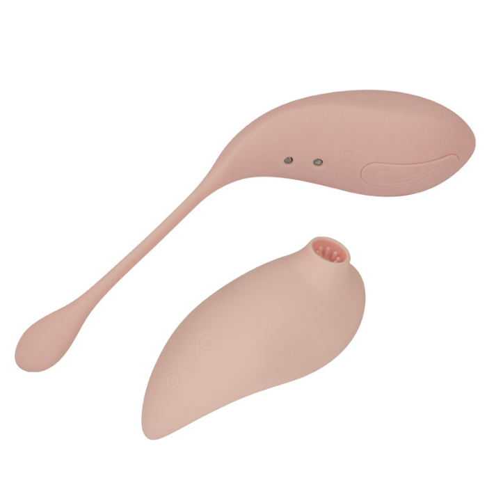 Shiny Peach 2 in 1 Clit Sucker & Mini Vibrating Egg  7F (USB)
