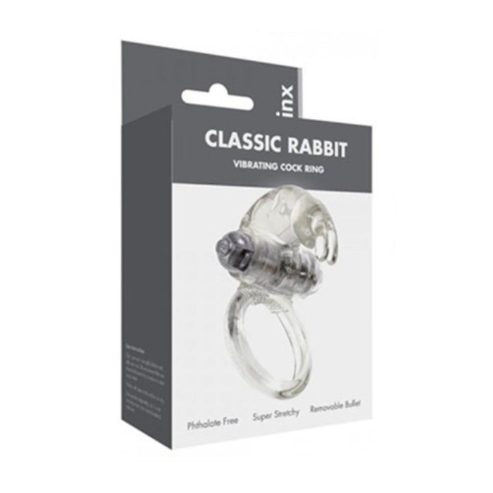 One of our most popular couples cock rings. Replaceable batteries, with a little rabbit attached. Stretchy ring to fit most sizes. Great used as a couples product for intense vibration on the women's clitoris.