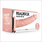 RealRock Hollow Strap-On! This gear will give you extra girth and length, help you last longer, reduce premature ejaculation. The Strap-On is adjustable, so it will fit any body shape. The dildo of this Strap-On has a realistic look and feel to it. Dildo length: 8" (21 cm)