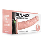 Real Rock Hollow Vibrating Strap On - 8inch Flesh