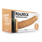 Real Rock Hollow Vibrating Strap On - 8inch Tan