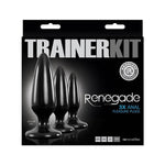 Renegade’s Pleasure Plug Trainer Kit. Featuring three varied sizes of sturdy, tapered anal plugs, this training kit provides a safe and enjoyable way for you to expand your sexual horizons. Made of sleek, odorless TPE, the anal plugs flare into a steadfast suction cup that stick to most smooth surfaces and can be used with all lubricants.