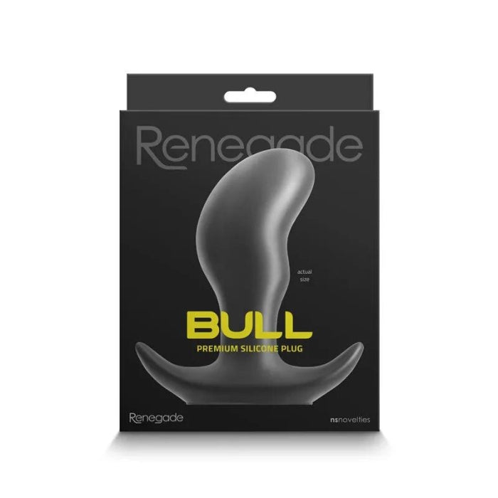 Renegade Bull Prostate Plug - Large. Made of super soft and bouncy silicone, these plugs can be manipulated to fit and expand on demand. Only limited by your imagination. Product Dimensions: 15.7 cm x 12.7 cm x 5.4 cm, Insertable Dimensions: 12.2 cm x 6.5 cm.