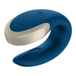 Satisfyer Double Love Blue is a couple vibrator. The details on Double Love are made of high-quality, real metal gives your lovemaking a touch of luxury. The vibrator is U-shaped and equipped with two powerful and almost silent motors. The inner part stimulates both the G-spot and the glans and the outer part stimulates the clitoris. Double Joy is waterproof and made of 100% body-safe silicone. It can be controlled by the satisfyer app as well.