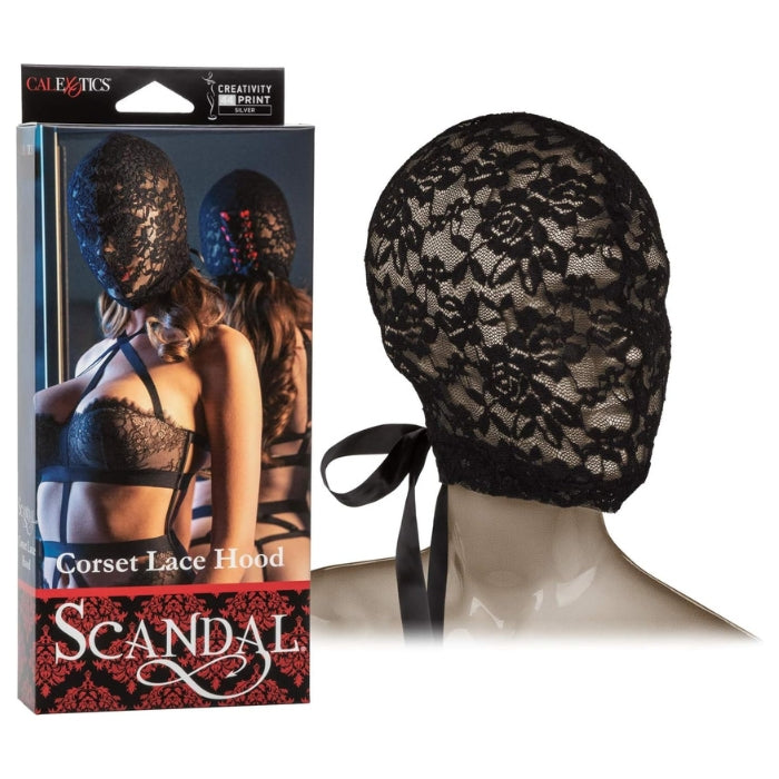 Give yourself over to secret fantasies and role play with the Scandal® Corset Lace Hood. The full-face lace hood was created to embody beauty and comfort with a corset-style lace up design and breathable lace mesh. The luxuriously soft full head mask restricts sight and features to elevate arousal and heighten sensitivity for everyone involved. One size fits most.