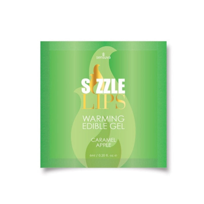 Make your partner blush with Sizzle Lips, the Edible Warming Gel that feels hot when you blow on it. The more you rub it in, the warmer it feels. Sizzle Lips Warming Gel is an especially great tasting, glycerin-based gel with no unpleasant after-taste! Caramel Apple Flavour